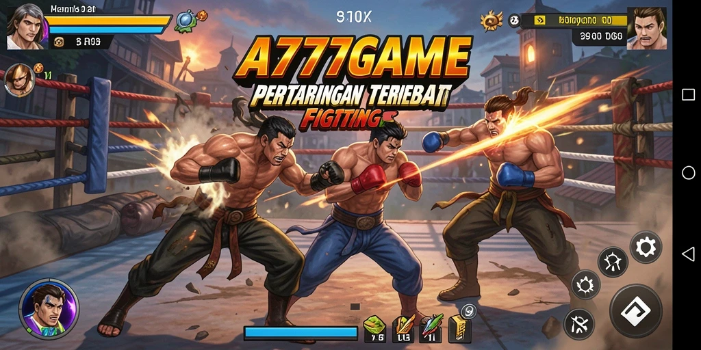 Tampilan aksi epik dalam gameplay Fighting A777GAME.