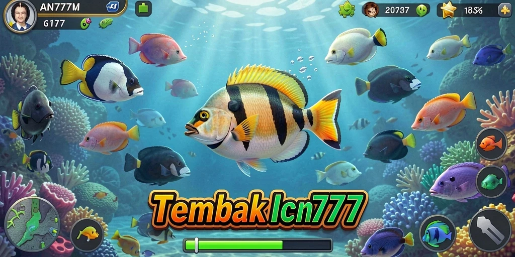 Tampilan seru dari gameplay Tembak Ikan di AN777.