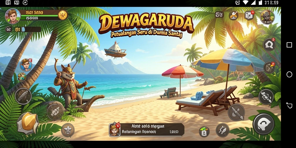 Tampilan gameplay menarik dari DEWAGARUDA yang penuh warna.