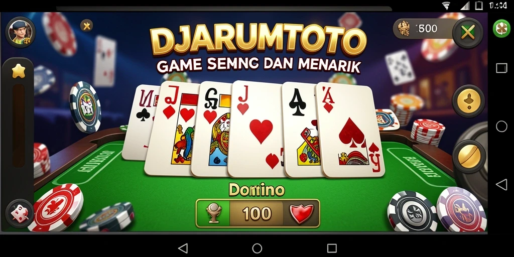 Tampilan utama gameplay DJARUMTOTO yang memukau dengan kartu Domino.