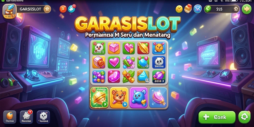Tangkapan layar utama GARASISLOT dengan gameplay Match-3 yang seru.