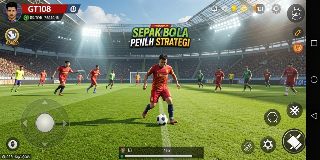 Gameplay menarik dari GT108 dengan aksi sepak bola seru.