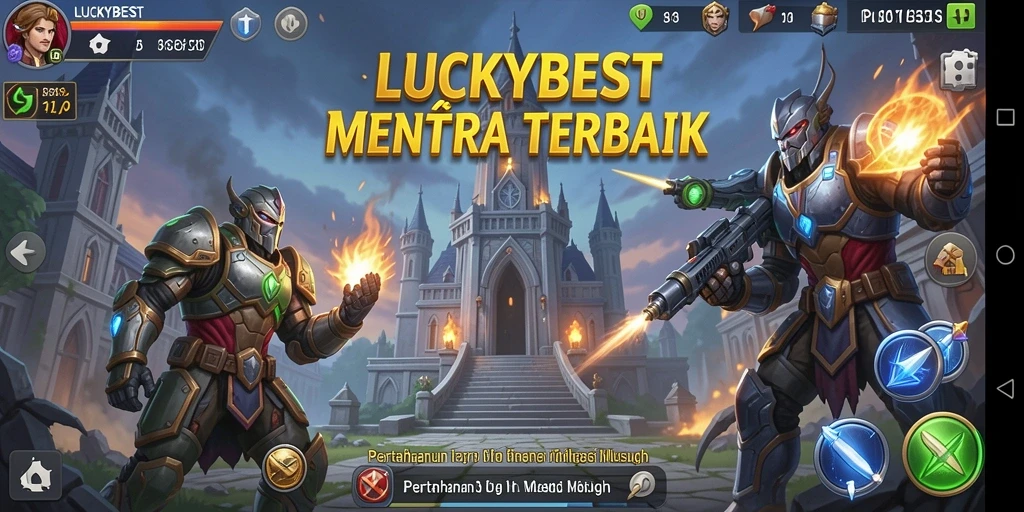 Tampilan gameplay LUCKYBEST dalam pertarungan Tower Defense.