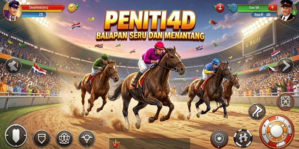 Screenshot utama PENITI4D menampilkan aksi balapan yang mendebarkan.