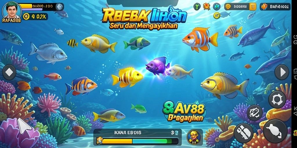 Tampilan gameplay RAFA88 dengan aksi tembak ikan yang seru.