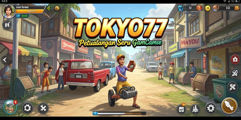 Tampilan utama gameplay TOKYO77 dengan karakter yang menarik dan tantangan seru.