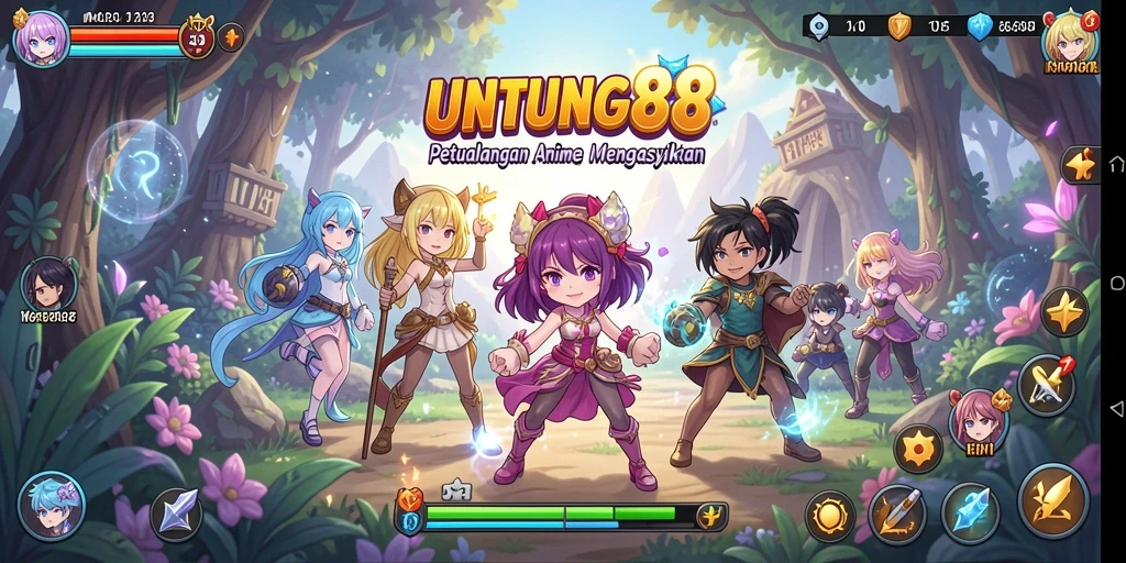 Screenshot permainan UNTUNG88 menampilkan karakter anime yang dinamis.