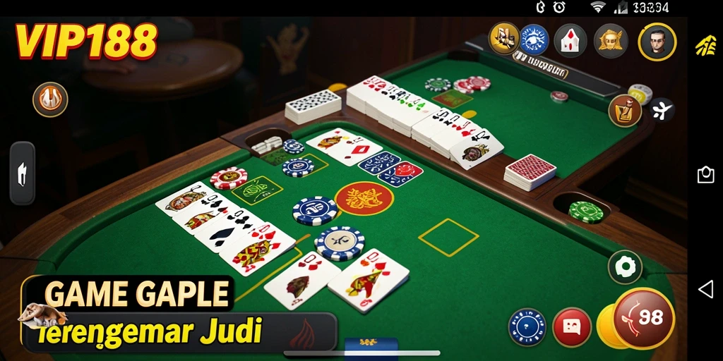 Screenshot gameplay VIP188 menampilkan serunya bermain Gaple online.